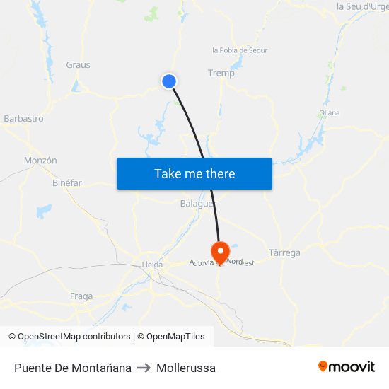 Puente De Montañana to Mollerussa map