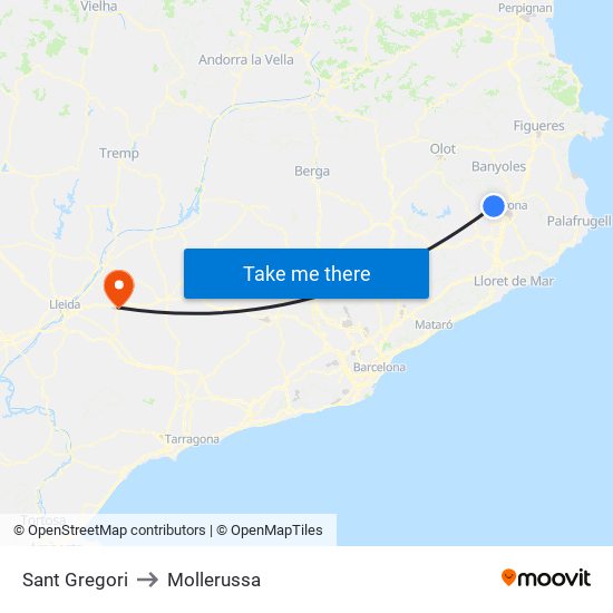 Sant Gregori to Mollerussa map
