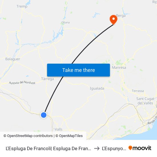 L'Espluga De Francolí| Espluga De Franco to L'Espunyola map