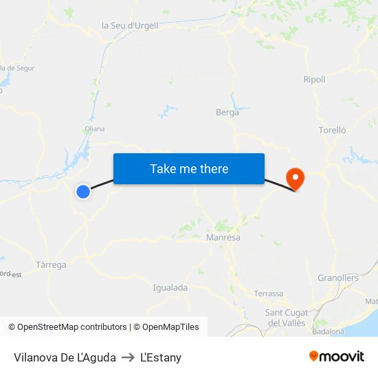 Vilanova De L'Aguda to L'Estany map