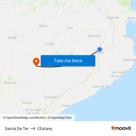 Sarrià De Ter to L'Estany map