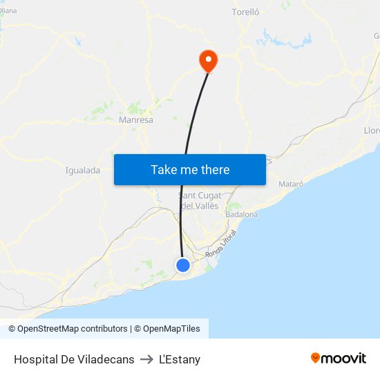 Hospital De Viladecans to L'Estany map
