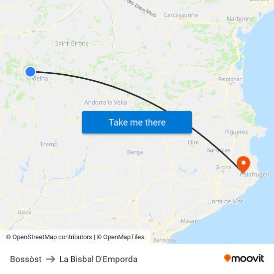Bossòst to La Bisbal D'Emporda map