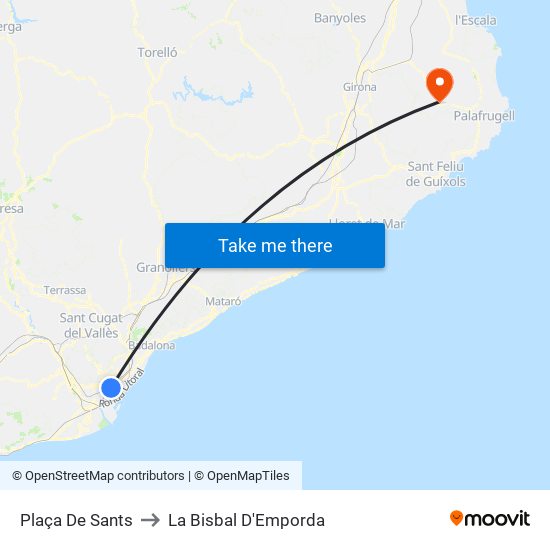 Plaça De Sants to La Bisbal D'Emporda map