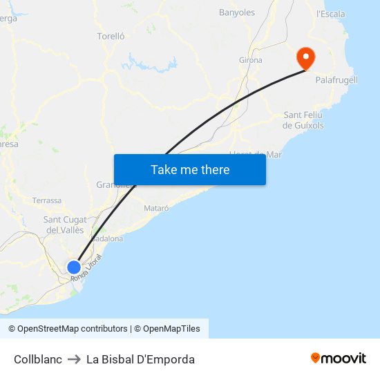 Collblanc to La Bisbal D'Emporda map