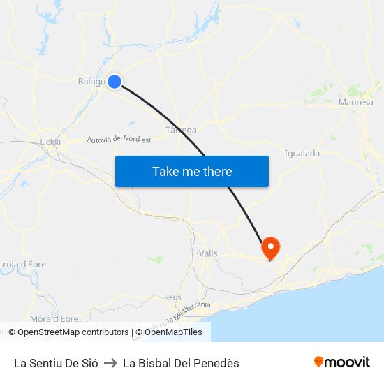 La Sentiu De Sió to La Bisbal Del Penedès map