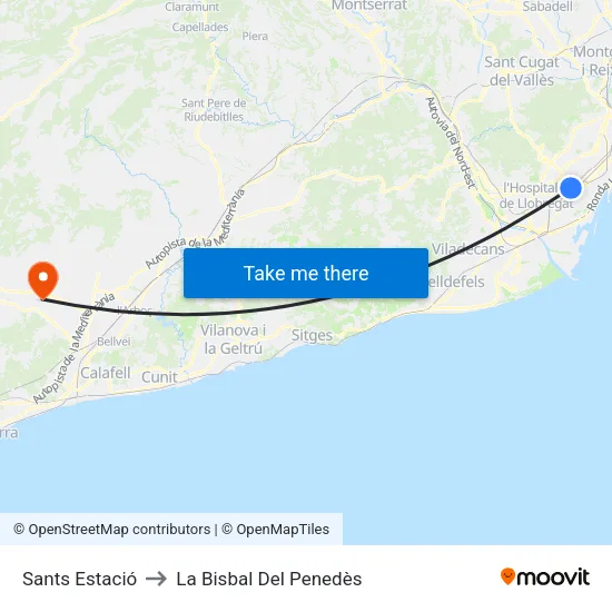 Sants Estació to La Bisbal Del Penedès map