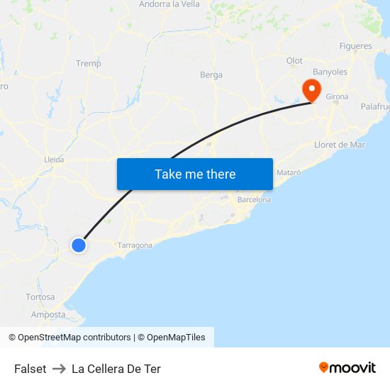 Falset to La Cellera De Ter map