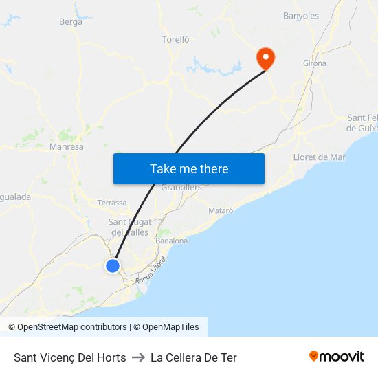 Sant Vicenç Del Horts to La Cellera De Ter map