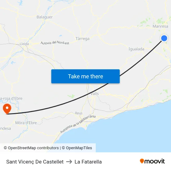 Sant Vicenç De Castellet to La Fatarella map