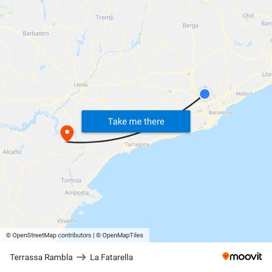 Terrassa Rambla to La Fatarella map