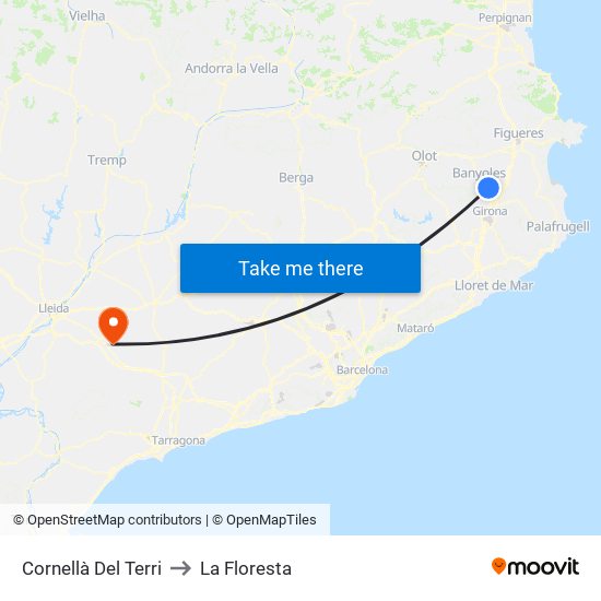Cornellà Del Terri to La Floresta map