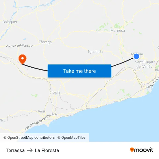 Terrassa to La Floresta map