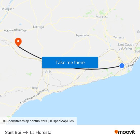 Sant Boi to La Floresta map