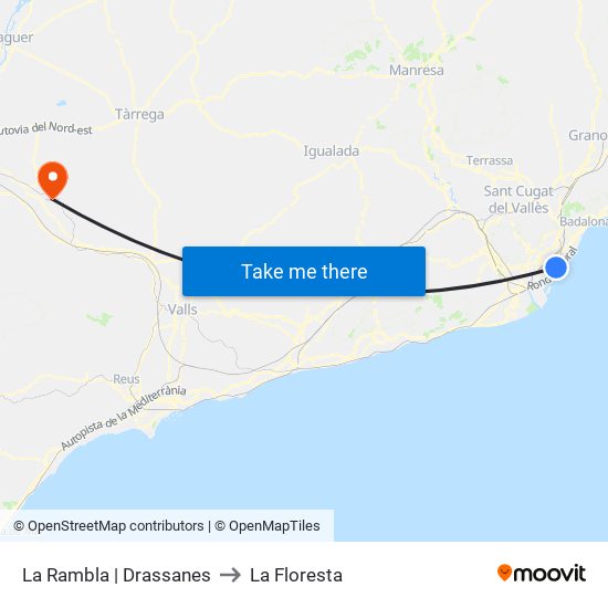 La Rambla | Drassanes to La Floresta map