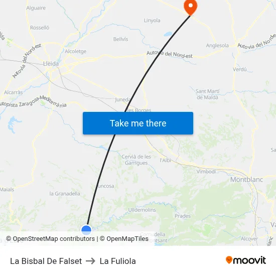 La Bisbal De Falset to La Fuliola map