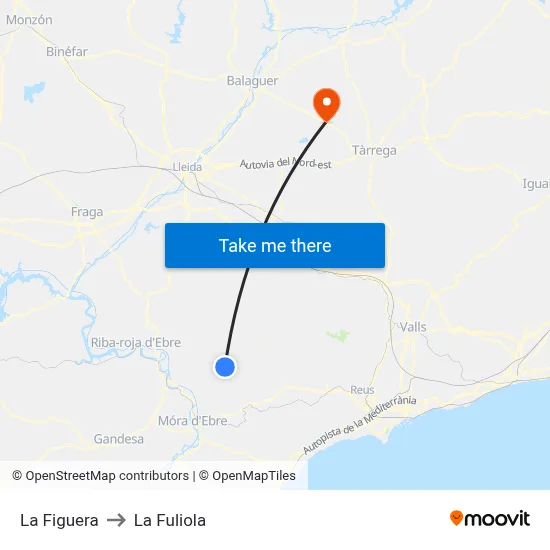 La Figuera to La Fuliola map