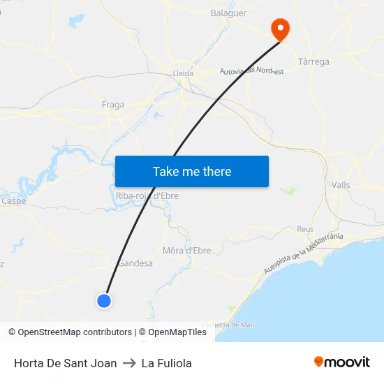 Horta De Sant Joan to La Fuliola map