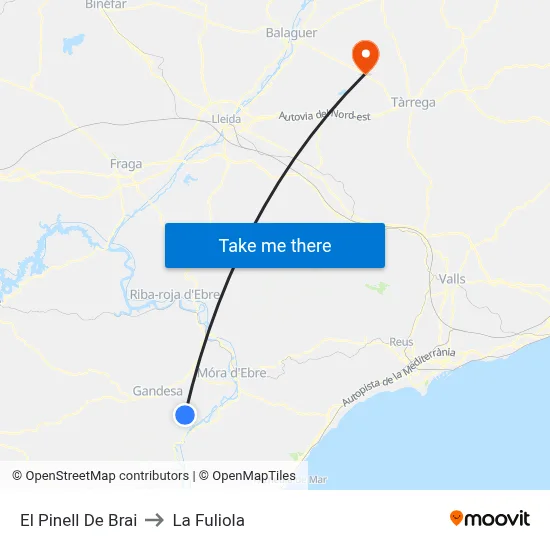 El Pinell De Brai to La Fuliola map