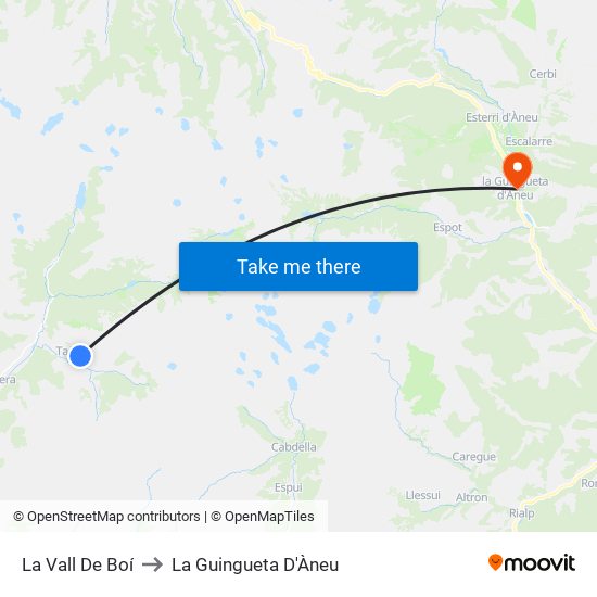 La Vall De Boí to La Guingueta D'Àneu map