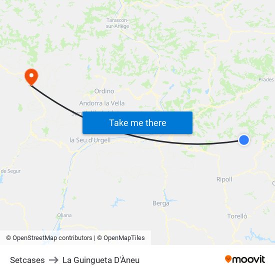 Setcases to La Guingueta D'Àneu map