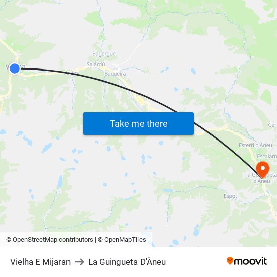 Vielha E Mijaran to La Guingueta D'Àneu map