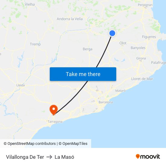 Vilallonga De Ter to La Masó map