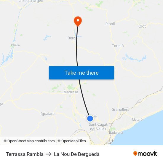 Terrassa Rambla to La Nou De Berguedà map