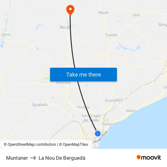 Muntaner to La Nou De Berguedà map