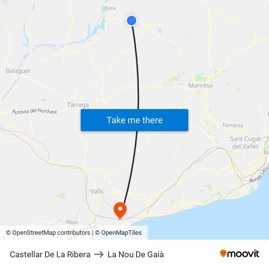 Castellar De La Ribera to La Nou De Gaià map