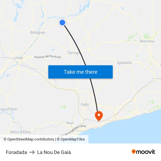 Foradada to La Nou De Gaià map