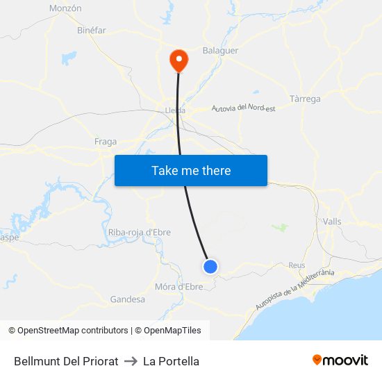 Bellmunt Del Priorat to La Portella map
