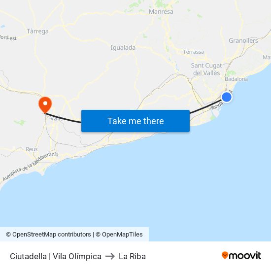 Ciutadella | Vila Olímpica to La Riba map