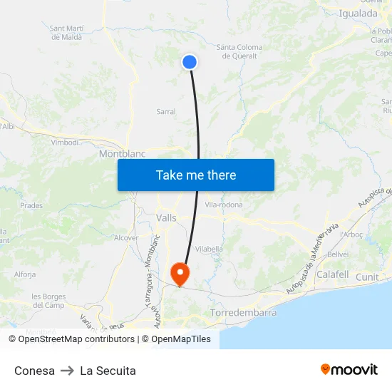 Conesa to La Secuita map
