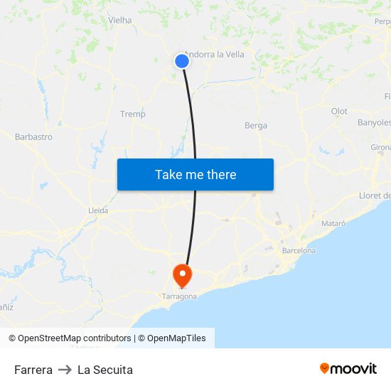 Farrera to La Secuita map