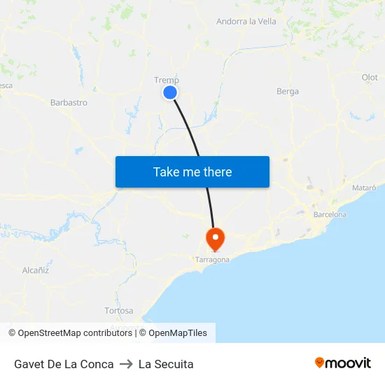 Gavet De La Conca to La Secuita map