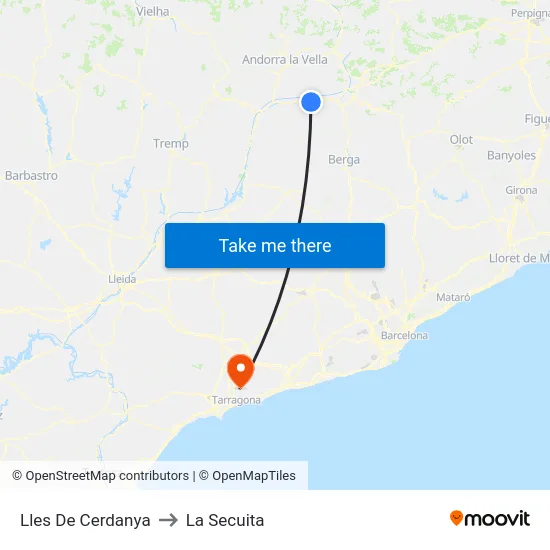 Lles De Cerdanya to La Secuita map