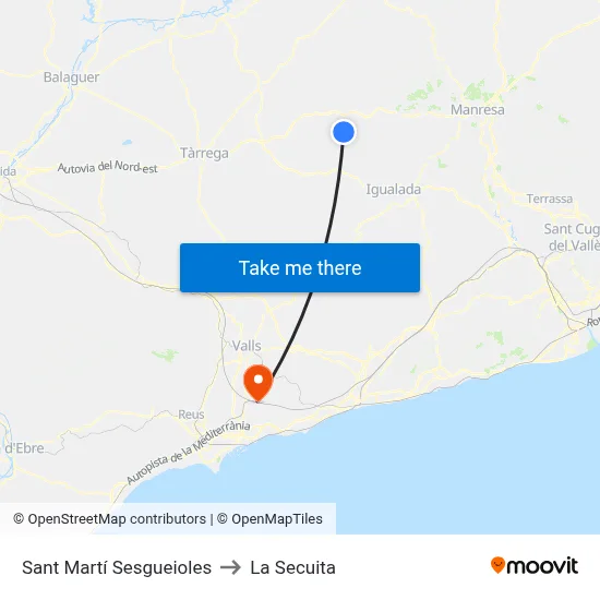Sant Martí Sesgueioles to La Secuita map