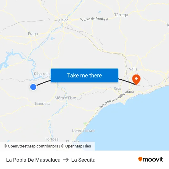 La Pobla De Massaluca to La Secuita map