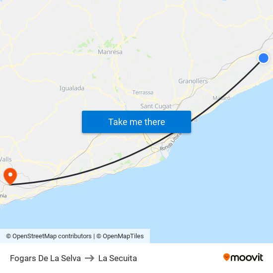 Fogars De La Selva to La Secuita map