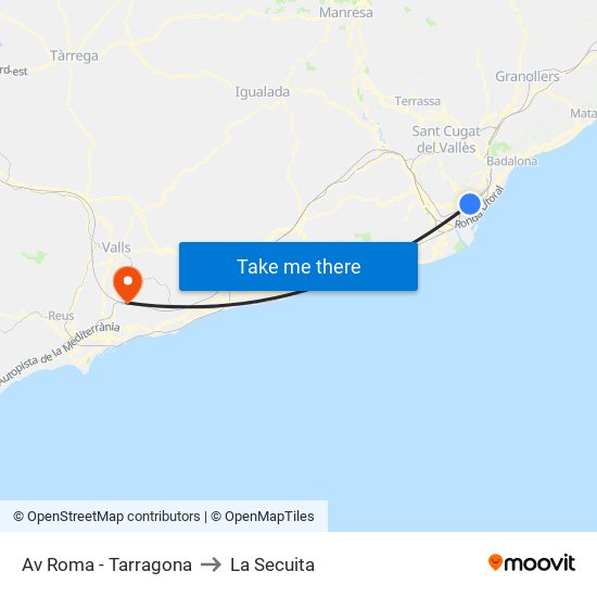 Av Roma - Tarragona to La Secuita map
