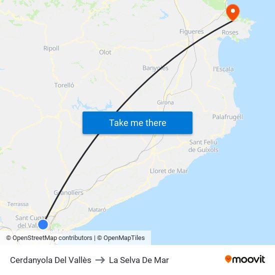 Cerdanyola Del Vallès to La Selva De Mar map