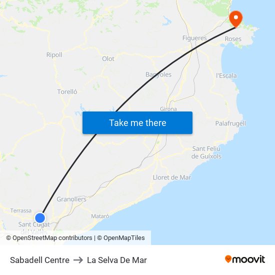 Sabadell Centre to La Selva De Mar map