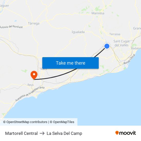 Martorell Central to La Selva Del Camp map