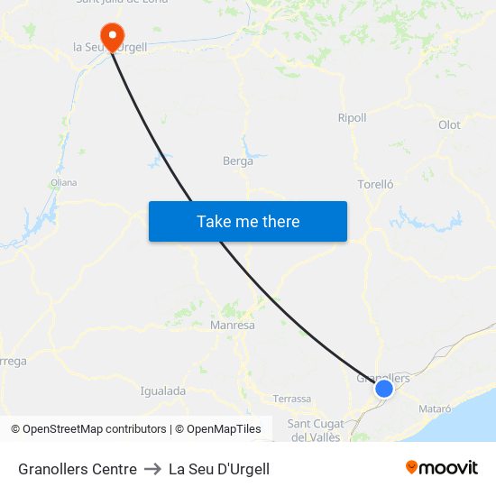 Granollers Centre to La Seu D'Urgell map