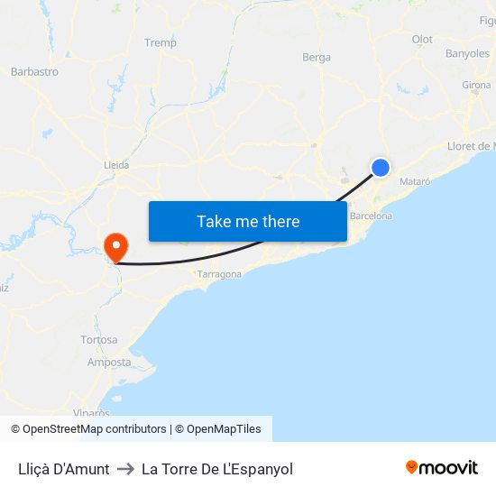 Lliçà D'Amunt to La Torre De L'Espanyol map