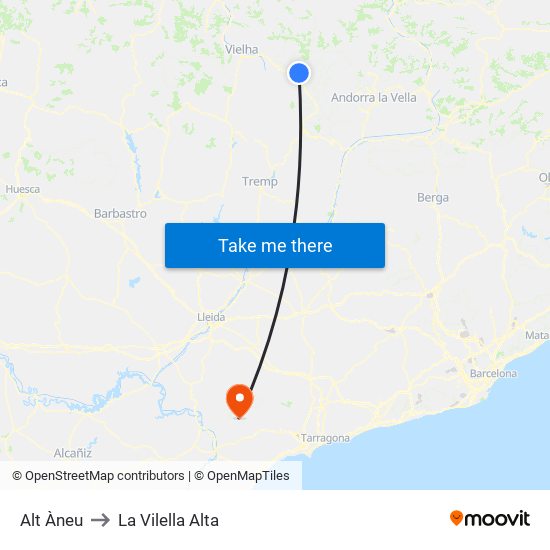 Alt Àneu to La Vilella Alta map