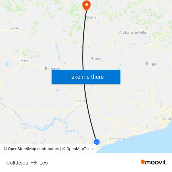 Colldejou to Les map