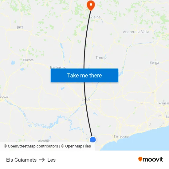 Els Guiamets to Les map