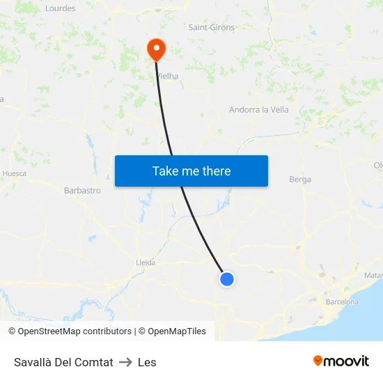 Savallà Del Comtat to Les map